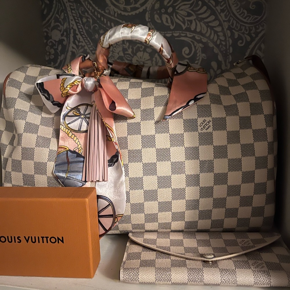 Louis Vuitton Bag Speedy 35 Damier Azur w/Sarah Wallet